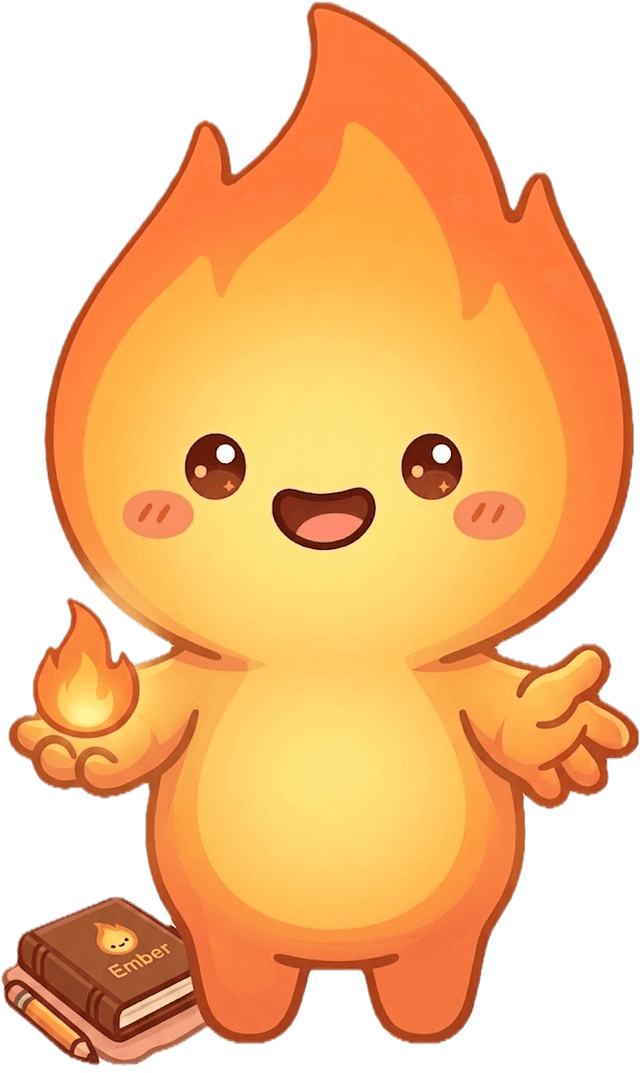 Ember the mascot holding a spark